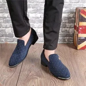 Men\'s Pointed Toe Rivet Dress Shoes Glitter Modern Metallic Slip On Loafers CMM Men main image 4